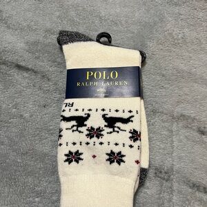 Ralph Lauren Cream and Black Wool Socks